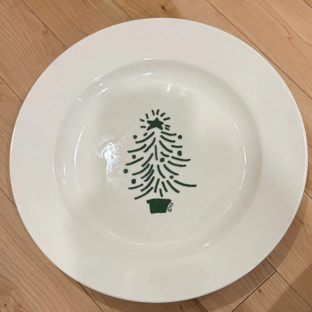 Crate and barrel Christmas tree plate designed by Trish richman